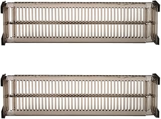 Toyvian Expandable Retractable Drawer Organizer Set, Adjustable Plastic Drawer Dividers for Clothes and Kitchen, Black Partition Separators for Closet and Cabinet Storage, 2 Sets