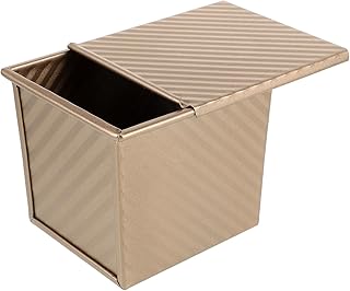 Mini Loaf Pan for Baking with Lid, 200g Carbon Steel Corrugated Bread Mold, Small Pullman Toast Bread Pan for Oven Baking