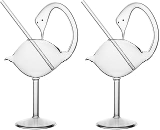 Toyvian Creative Swan Shape Cocktail Glasses 178ml Whiskey Cups Set of 2 for Home Bar Party Mojito Martini Drinkware
