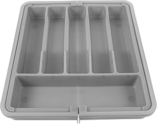 Toyvian Expandable Cutlery Drawer Organizer Tray Gray Silverware Organizer for Kitchen Drawer Storage for Household Utensil Organization
