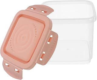 Yogurt Storage Box with Lid 600ml Airtight Bread Container Pink Small Food Storage Container for Kitchen Pantry Organization