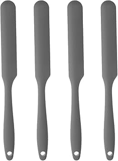 Cabilock 4pcs Small Gray Silicone Butter Spatula Set for Baking and Cake Cream, Food Grade Non-stick Silicone Scraper for Cooking and Frosting