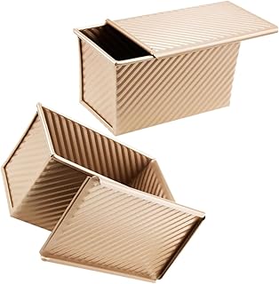 2pcs 450-gram Non-stick Bread Loaf Pan with Sliding Lid Carbon Steel Baking Mold for Sandwich Toast Bread Baking at Home