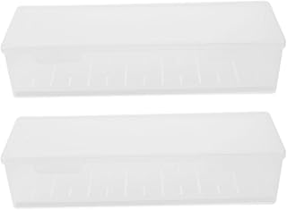 SUPVOX 2pcs Airtight Bread Storage Box with Drain Board, Refrigerator Food Storage Containers for Fresh Keeping, Long Rectangular Fridge Sealing Cases for Bread and Noodles