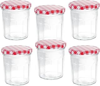 SECFOU 6pcs 380ml Airtight Glass Honey and Jam Storage Bottles with Lids, Food-grade Glass Kitchen Containers for Pantry Organization and Food Storage