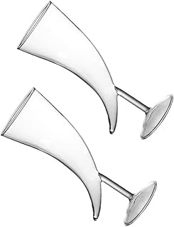 Creative Moon Shape Horn Cocktail Glass Goblets Set of 2, 12oz Glass Stemware for Whiskey, Juice, and Cocktail Serving at Home and Parties