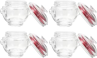 Healifty 4pcs 100ml Glass Sealed Storage Bottles with Red Lids, Airtight Food Preservation Jars for Kitchen Use, Household Glass Isinglass Containers Set