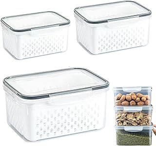 Kitchen Storage Box - Multi Purpose Food Keeper, Sealed Lid Container, Produce Colander Tray, Meal Prep Organizer | Multi Purpose Kitchen Storage Box Practical for Organizing Fruits Vegetables