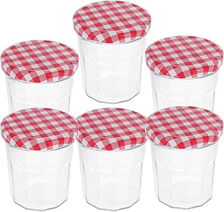 jojofuny Glass Honey Storage Jars with Lids 250ml and 380ml Set of 6 Kitchen Glass Food Storage Containers Airtight Sealed Honey and Jam Jars for Pantry Organization