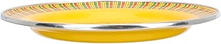 Gatuida Vintage Enamel Serving Platter 29cm Yellow Snack Plate Food Serving Dish for Fruit and Bbq, Sturdy Enamelware Plate for Restaurant and Party Use