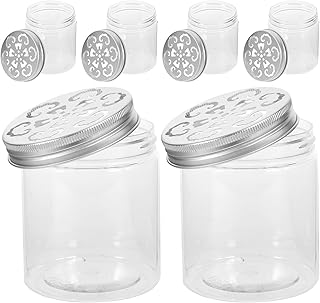 6pcs 250ml Patterned Glass Food Storage Jars with Leak-proof Lids Small Kitchen Pantry Containers for Tea Sugar Nuts Organization