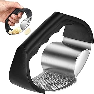 Garlic Crusher Garlic Press Rocker, Hand-held Stainless Steel Crusher, 2-in-1 Easy Kitchen Gadget for Effortless Smashing